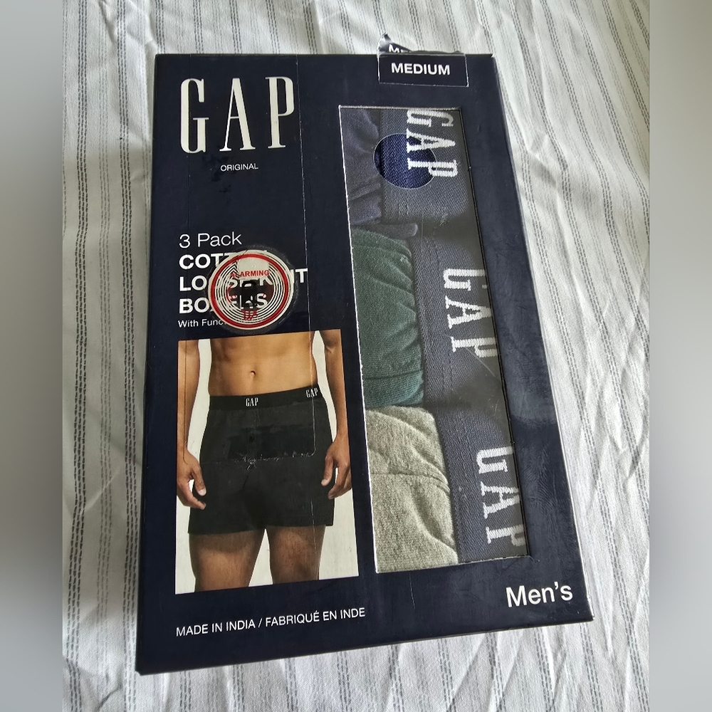 GAP Men's Cotton Boxer Briefs 3-Pack - Black, Gray, Blue